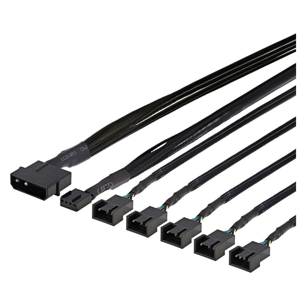 Deltaco splitter för PWM-flaektar 4-pin till 5x4-pin ho Molex ström (5 Lüfter) (SSI-68)