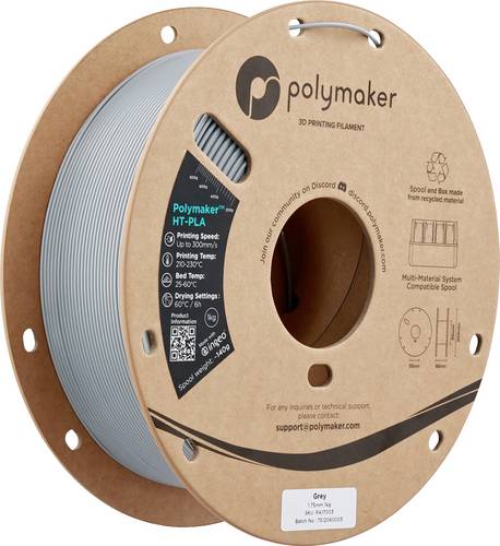 Polymaker PA17003 HT-PLA Filament PLA, HT-PLA Hochtemperaturbeständig, Highspeed Filament 1.75mm 1000g Grau 1St.