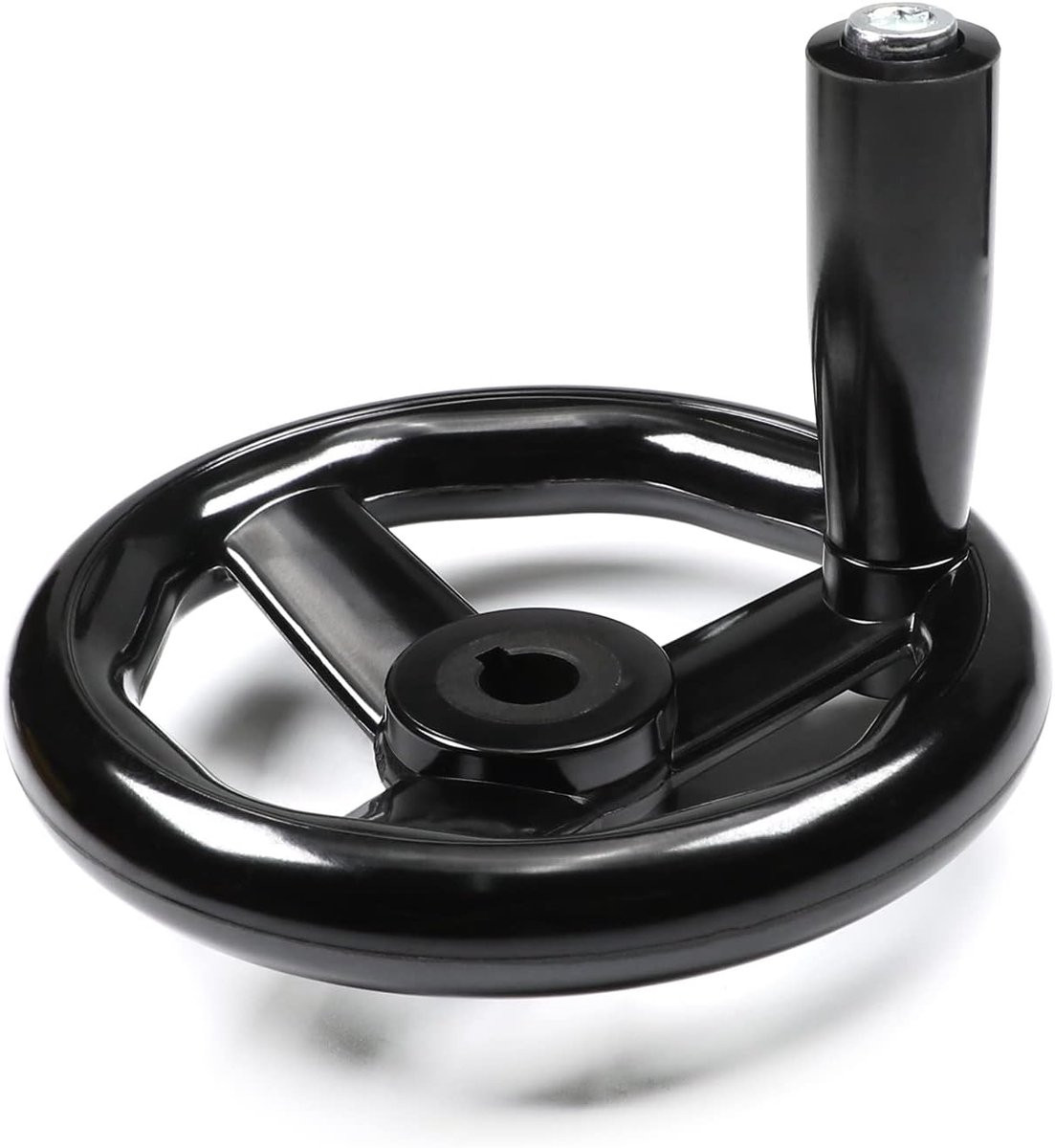 Zwart Handwiel met drie spaken van duurzaam bakeliet, Diameter: 100 mm, Gat: 12 mm