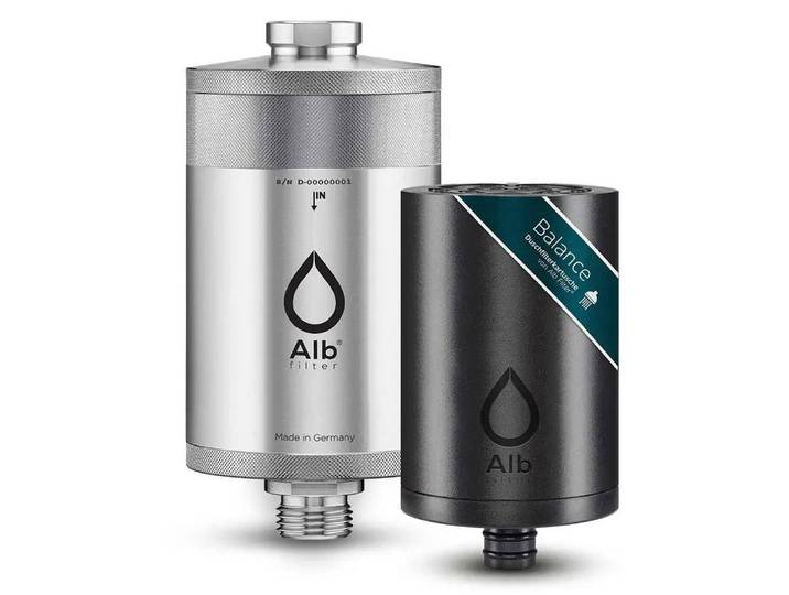 Alb Filter Wasserfilter Balance Duschfilter, Wellness-Filter mit Aktivkohle und KDF, Protect-Vorfilter, Edelstahl