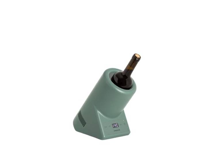 CREATE Bottle Cooler Weinkühler mit einstellbarer Temperatur in Salbeigrün / Ø 9 cm Flasche, Temperaturkontrolle, LED-Display, NTC-Thermometer, Speicher der letzten Temperatur, 87 W