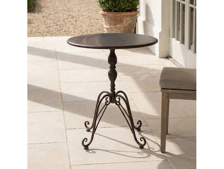 Antikas Dekokissen Beistelltisch aus Eisen, rund, antik braun patiniert, H.75 cm