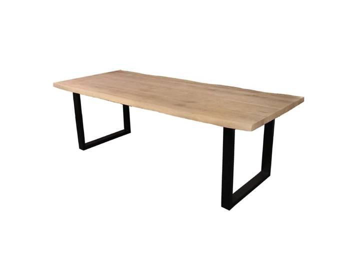 Massivholztisch mit Baumkante - Wildeiche white-washed 200 x 100 cm
