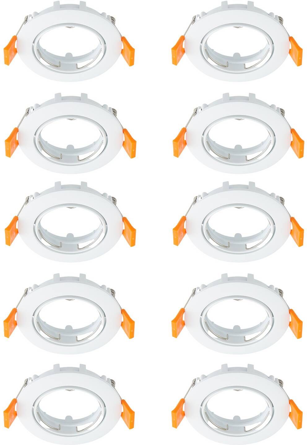 Prios forsænket loftlampe Fibur, hvid, zink, Ø 8,2 cm, 10 stk Fibur PRIOS, dæmpbar, Hvid/opal, Stue/spisestue, Metal, Moderne
