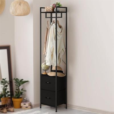 No "Clothes Rack 3 Tiers Heavy Duty Coat Rack with 2 Fabric Drawers - 11.4""D x 15.4""W x 71.1""H"