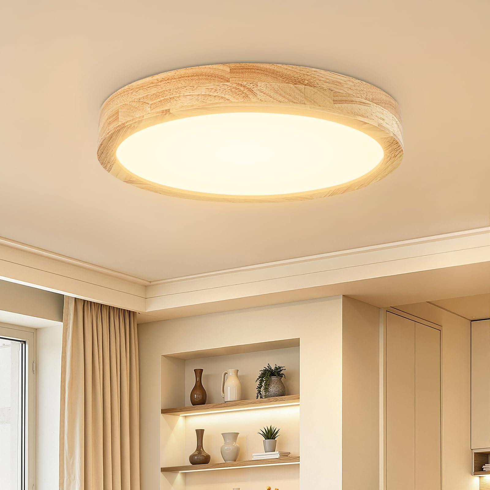 Selius Houten plafondlamp LED rond Ø30cm 24W 2400LM