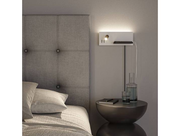Paulmann Wandleuchte Serra, dimmbar, weiß / opal, für Schlafzimmer, Metall, Modern, Leselampe