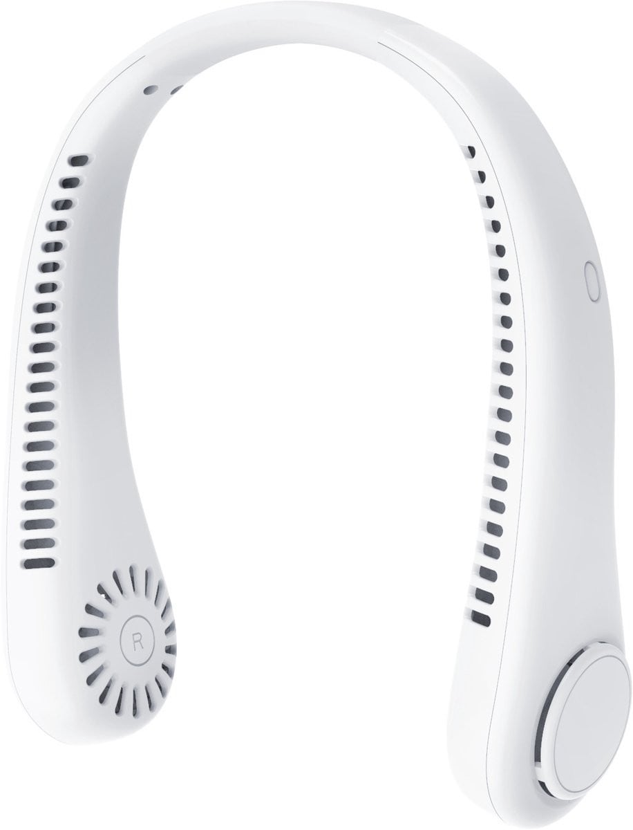 Mini Draagbare Halsventilator met USB, Oplaadbaar, 3 Snelheden, Wit