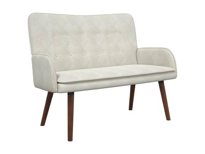 KKgypkn 2-Sitzer Sofa Creme 115 x 61 x 87 cm Samt Robustes Metall-Holz-Gestell, breite Armlehnen, pflegeleicht mit trockenem Tuch, für Wohnzimmer