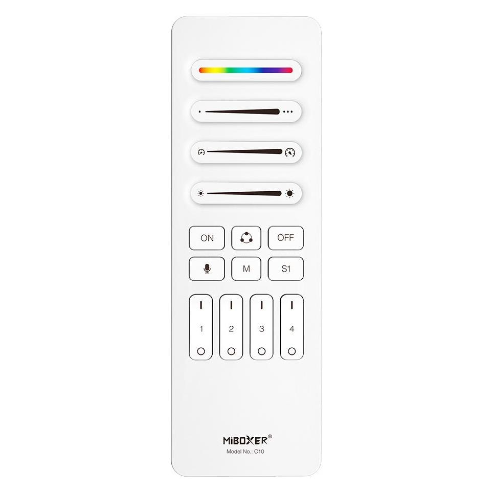 MiBoxer Pixel LED Fernbedienung SPI - Pixel 2,4GHz (RGB/RGB-W/RGB+CCT) 4 Zonen 4 Szenen *Milight/* (w (Gerätespezifische Fernbedienung, Radio Frequency (RF)) (C10-W)