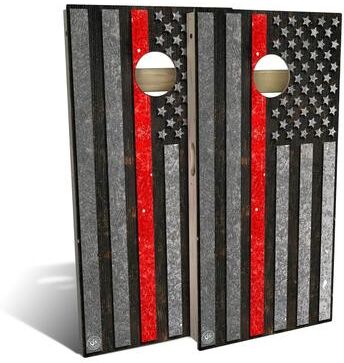 Skip's Garage American Flag Red Line Outdoor Cornhole Board Set