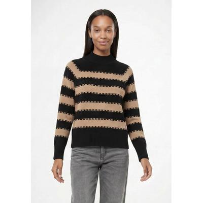 Strickpullover FRIEDA & FREDDIES "Frieda & Freddies Jacquardpullover", Damen, Gr. 38, beige (schwarz), 100% Wolle, Pullover Strickpullover
