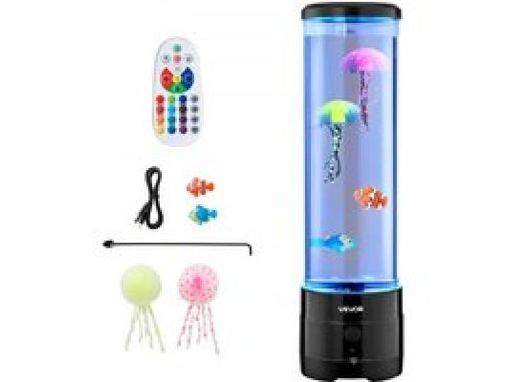 VEVOR Lavalampe 382 mm schwimmende Quallen-Blasenlichtlampe, 16 Farbwechsel-Lichteffekte, Bluetooth-Lautsprecher, Stimmungslampe, Aquarium Nachtlicht für Schlafzimmer, Wohnzimmer, Heimdekoration