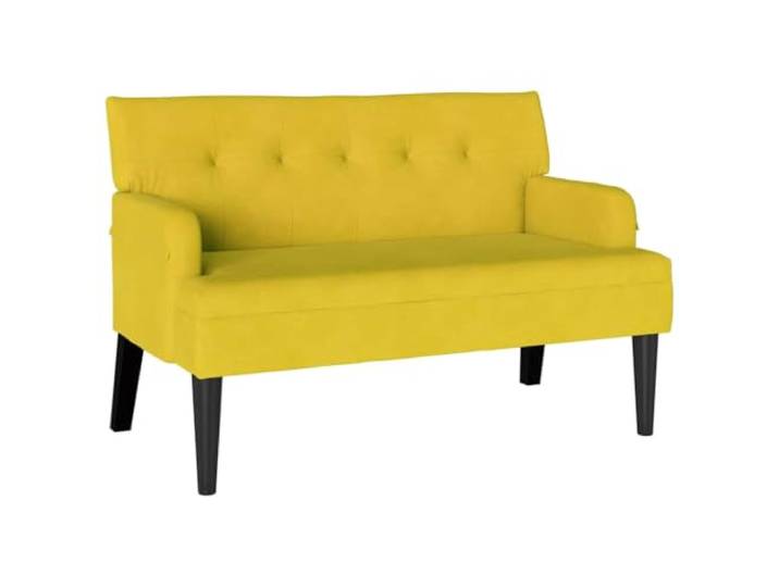 KTHLBRH Sitzbank Chesterfield Gelb 112 x 65,5 x 75 cm Samt Schaumstoff gepolstert, Beine aus Hevea-Holz, Sperrholz, Sitzfläche 97 cm, Armlehnenhöhe 12,5 cm, 2-Sitzer, 110 kg