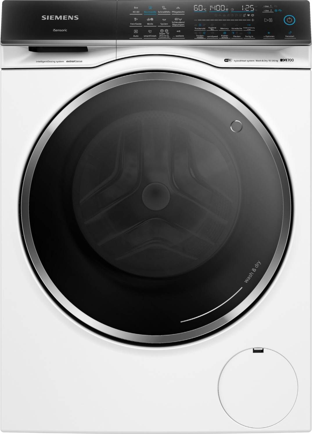 Siemens iQ700 WN54C2A90, Frontlader, Freistehend, Weiß, Links, Schwarz, Schwarz