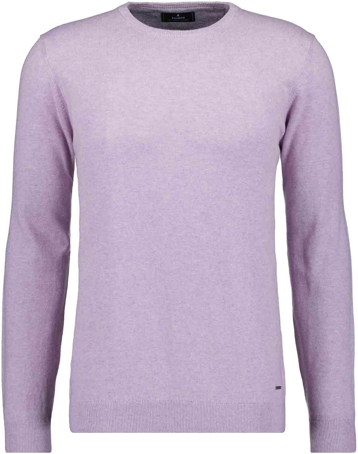 Rundhalspullover RAGMAN, Herren, Gr. 54, lila (rosé, 451), Strick, 95% Baumwolle, 5% Kaschmir, Rundhals, Pullover Rundhalspullover rosé, 451 54