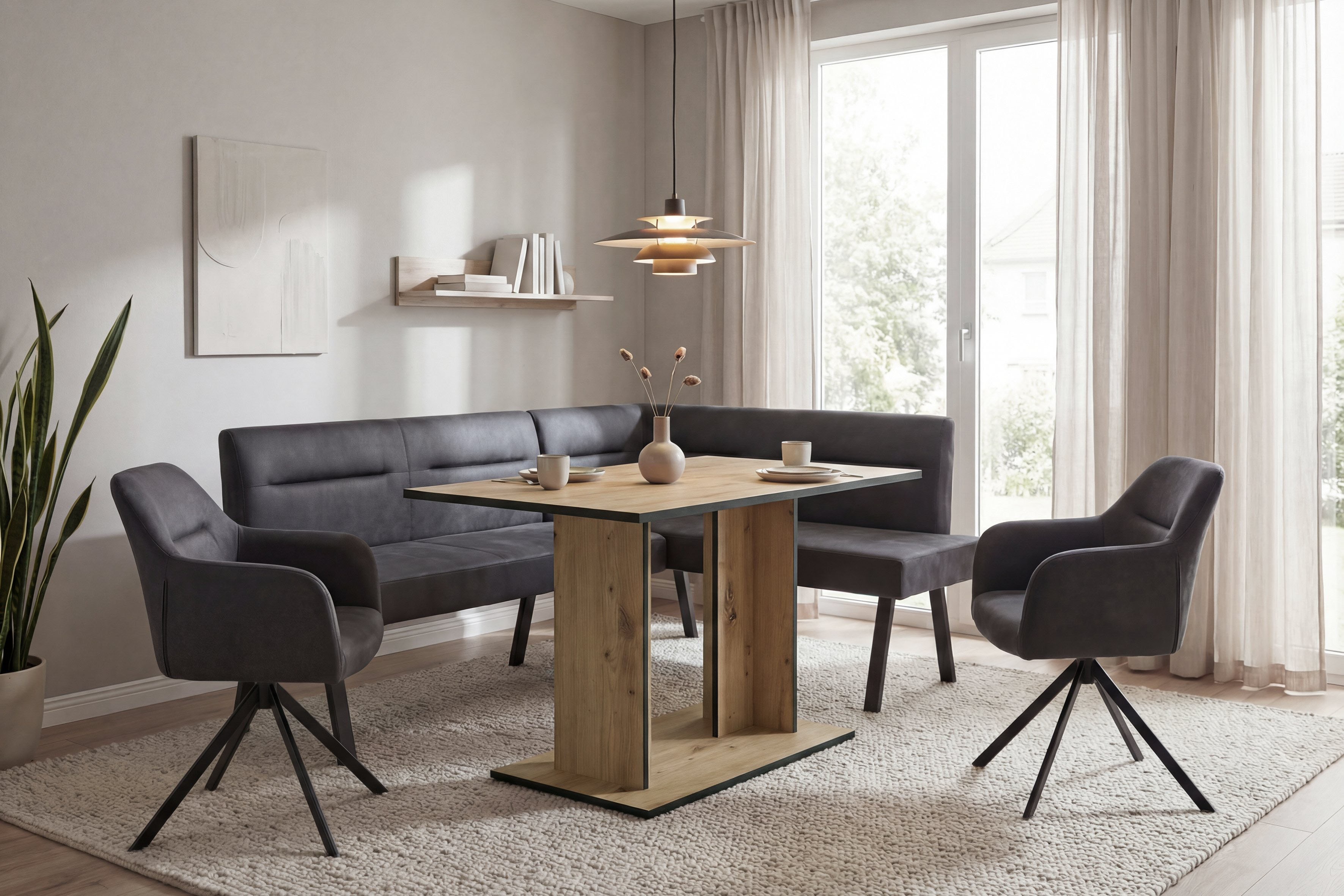 Säulen-Esstisch BYLIVING "TOM", artisan eiche (eiche, optik), artisan eiche (eiche, optik), B:110cm H:75cm T:70cm, Tische, Säulen-Esstisch, Artisan Eiche (Eiche-Optik), 100 kg, 4 Sitzplätze, Säule: 25 x 56,6 cm artisan eiche (eiche, optik), artisan eiche 