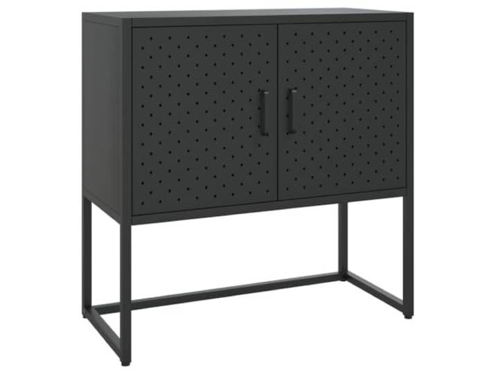 Makastle Sideboard Schwarz 75x35x75 cm Stahl mit 2 Türen und Verstellbaren Stellfüßen