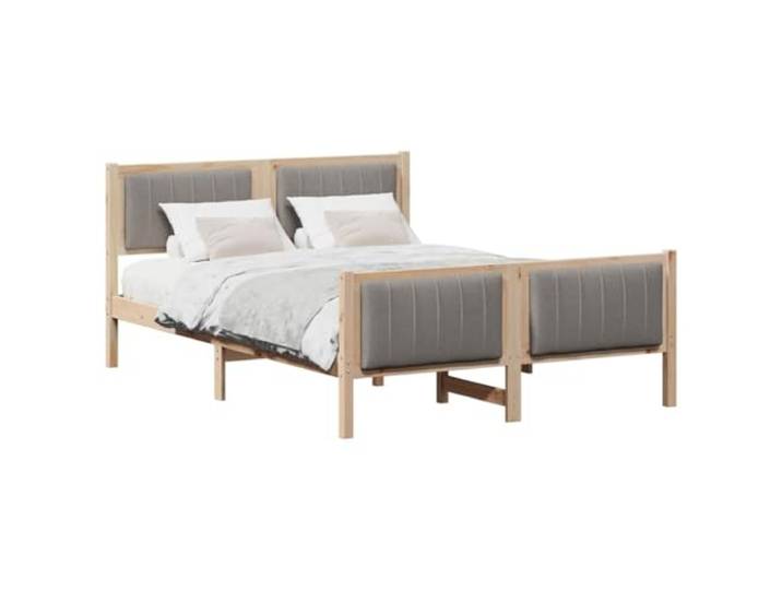 KTHLBRH Bettgestell Taupe Braun 140 x 190 cm Massives Kiefernholz, Kopfteil inklusive, Plattform-Design, Verwendung im Innenbereich