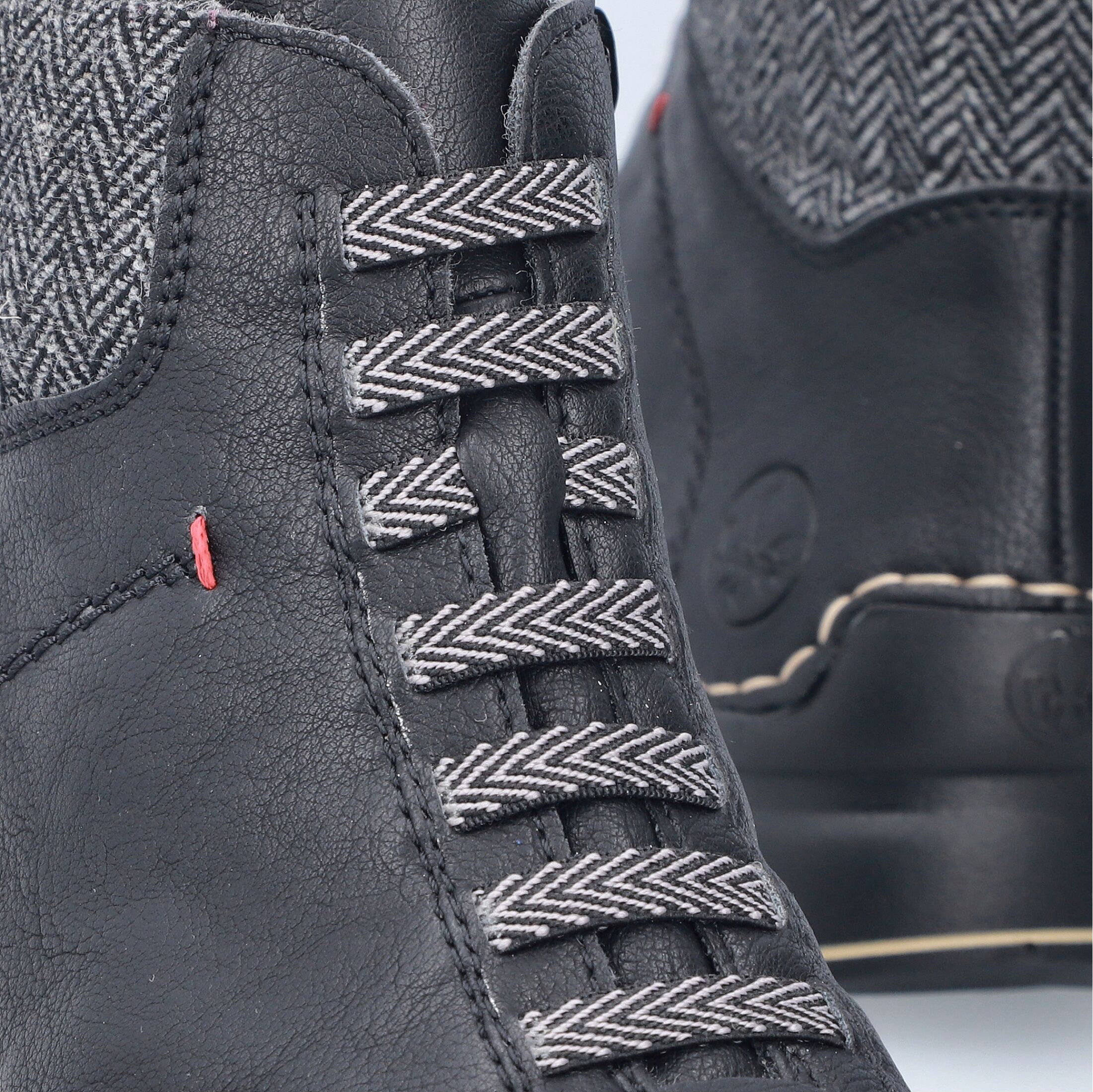 Schnürboots RIEKER, Damen, Gr. 37, Textil, schwarz, Lederimitat, Schuhe Schnürboots, Stiefelette, Plateauboots mit Profilsohle