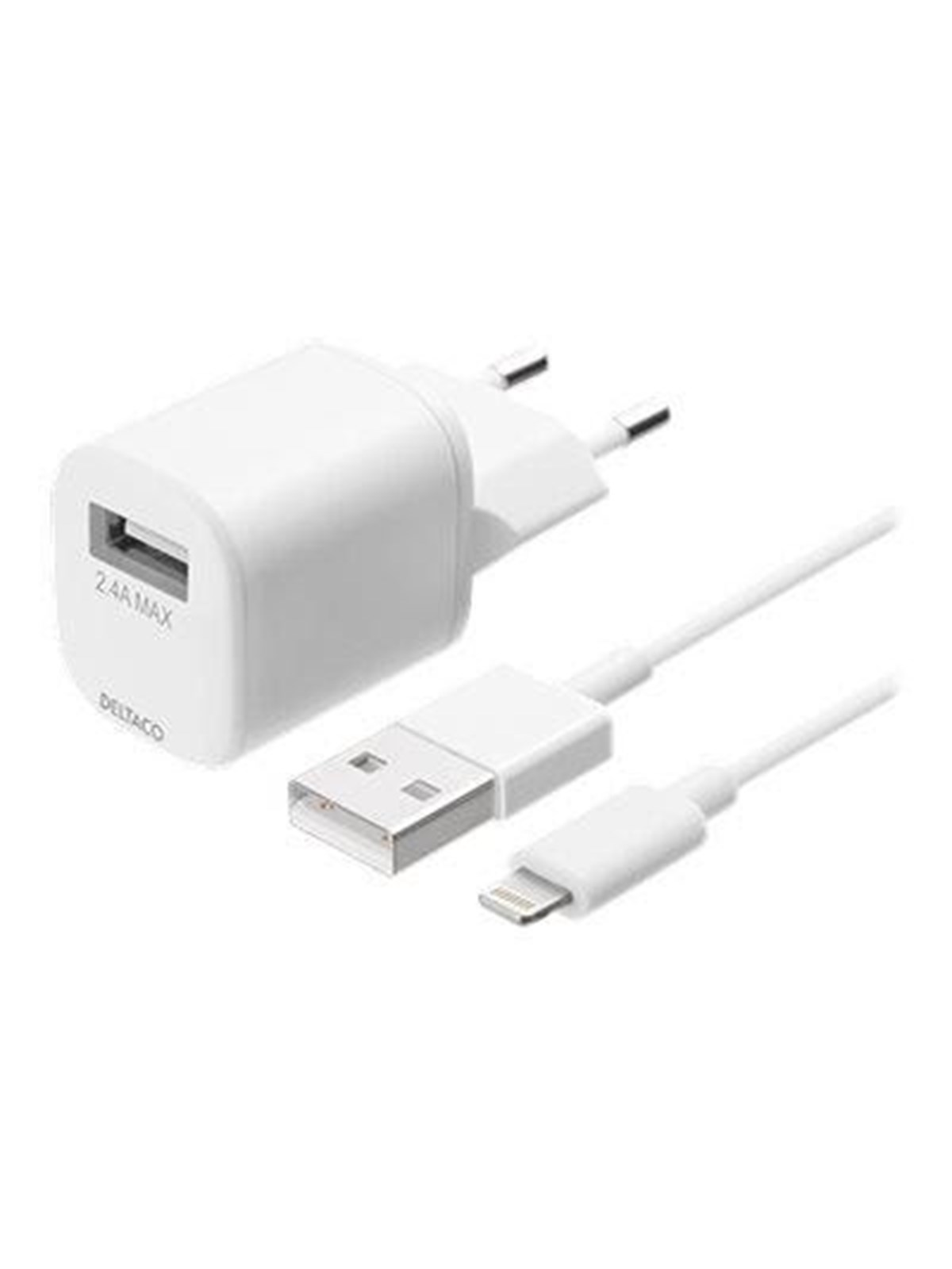 Deltaco USB wall charger USB-A 2.4 A incl. 1 m