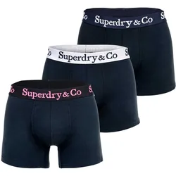 Superdry Herren Boxershorts, 3er Pack - Trunk Tiple Pack, Trunks, Baumwoll Stretch Dunkelblau / M