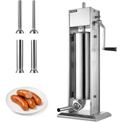 VEVOR Manuelle Wurstfüllmaschine  7 L Vertikaler Wurstfüller Edelstahl für Zuhause, Camping, Grillen & BBQ, mit 4 Füllrohren, Kippbarem Behälter, Spülmaschinenfesten Teilen & 2 Geschwindigkeiten
