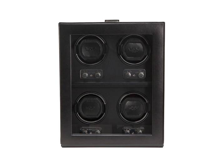 Uhrenbeweger „Heritage Watch Winder“ für 4 Armbanduhren Leder Schwarz WOLF