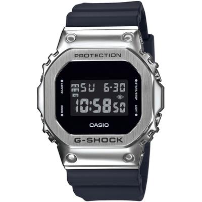 Chronograph CASIO G-SHOCK, silber (schwarz, silberfarben, silberfarben), Armbanduhren, Herren, edelstahlfarben, Chronograph, Quarzuhr, Armbanduhr, Herrenuhr, digital, automatischer Kalender