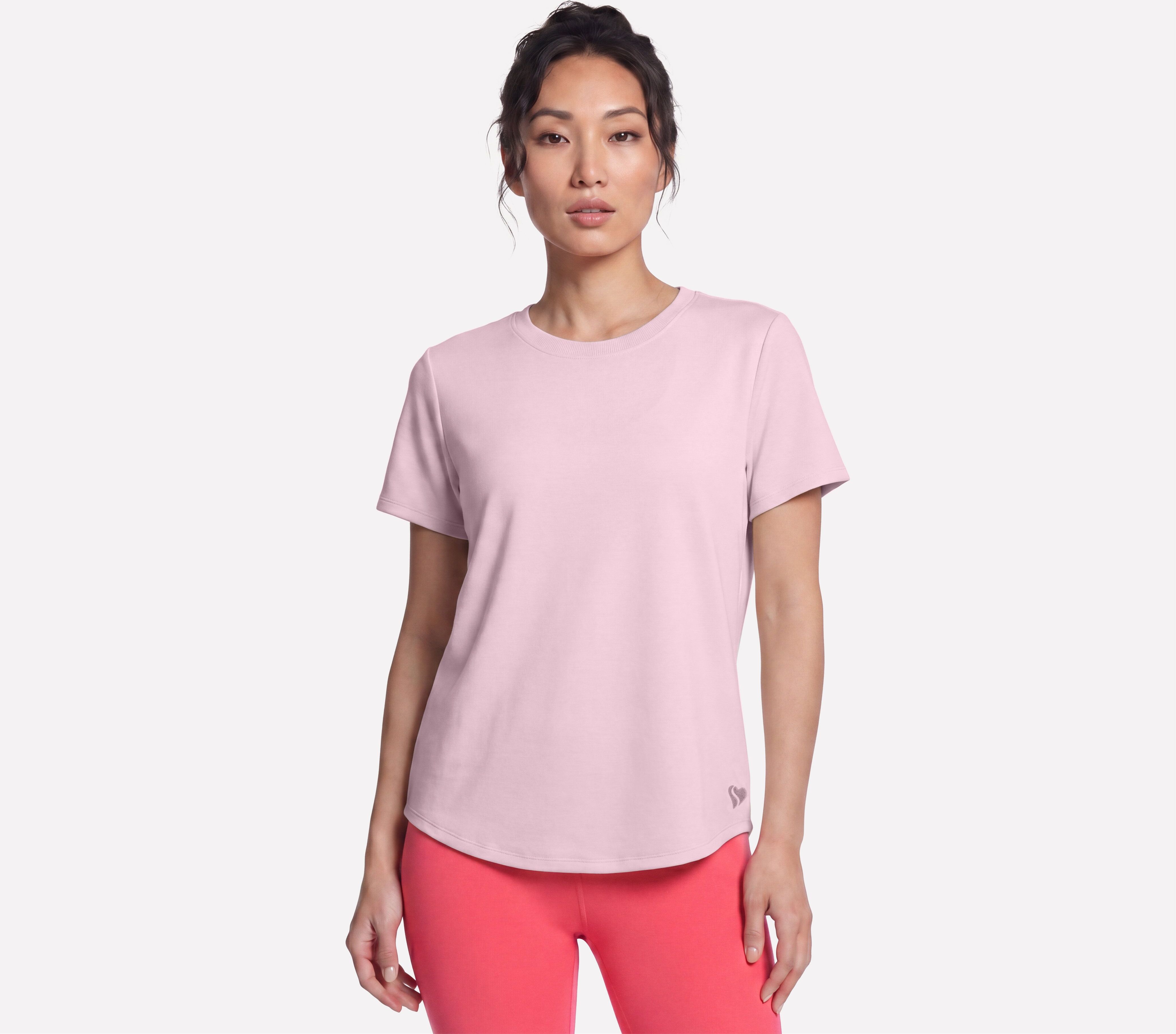 Funktionsshirt SKECHERS "Women's Tshirt", Damen, Gr. S, rosa (fragrant lila), Obermaterial: 53% Viskose, 39% Polyester, 8% Elasthan, normal, Rundhals, Shirts Funktionsshirt, atmungsaktiv, Comfort-Stretch-Technologie, weiches Material fragrant lila S