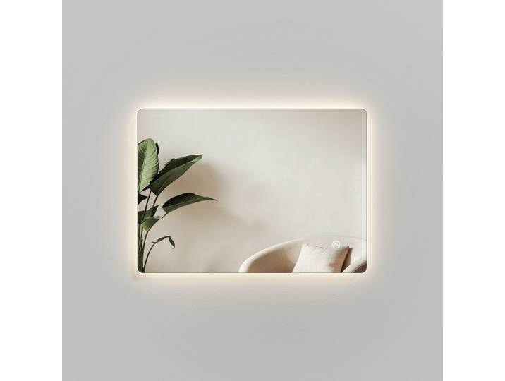 BADSPIEGEL LED abgerundet 3 Farbtemperaturen Antibeschlag Touch-Schalter 70/50 cm