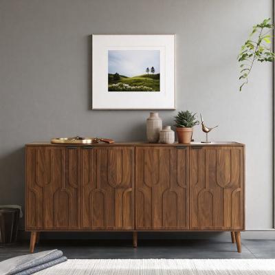 ZWYO HOSIMU "55"" Mid-Century Modern Storage Sideboard Cabinet with Adjustable Shelves, Metal Handles and Sturdy Solid Wood Legs for Entryway"