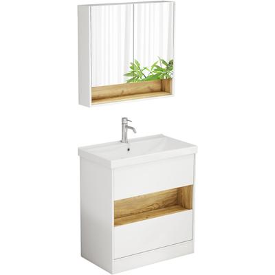 Badezimmer-Set WELLTIME "Valencia", weiß (weß), MDF, Kastenmöbel-Sets