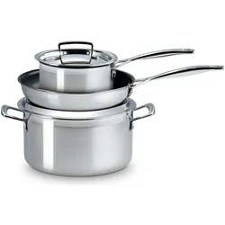 Le Creuset 3-PLY 3-TLG. KOCHSET, Pfannenset + Topfset, Silber