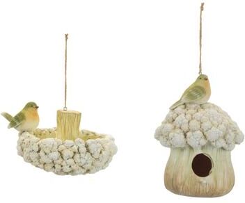 Melrose International Cauliflower Birdhouse and Hanging Birdbath (Set of 2)