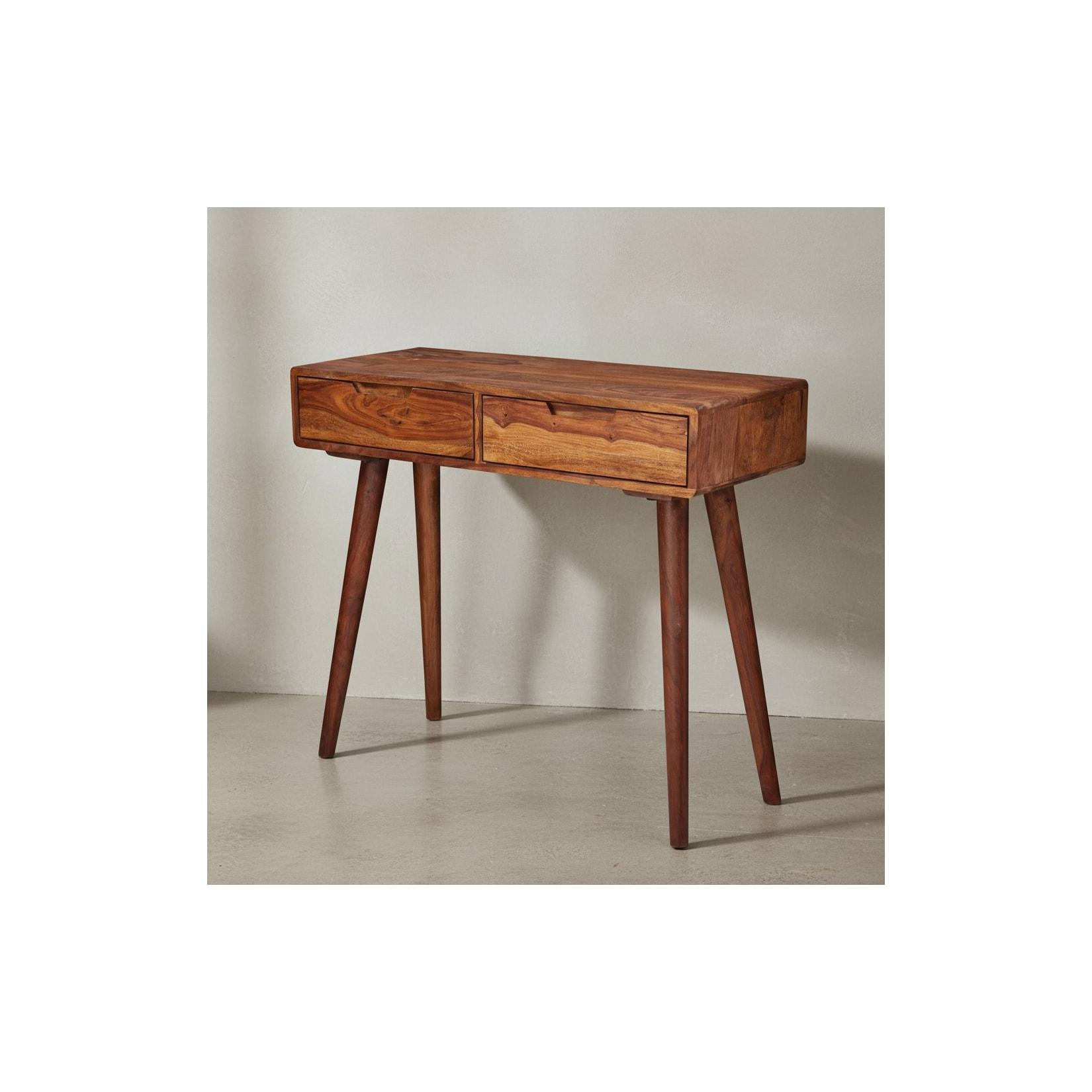 KADIMA DESIGN Rustikaler Konsolentisch aus Massivholz Sheesham, 90 cm, Landhausstil, handgefertigt