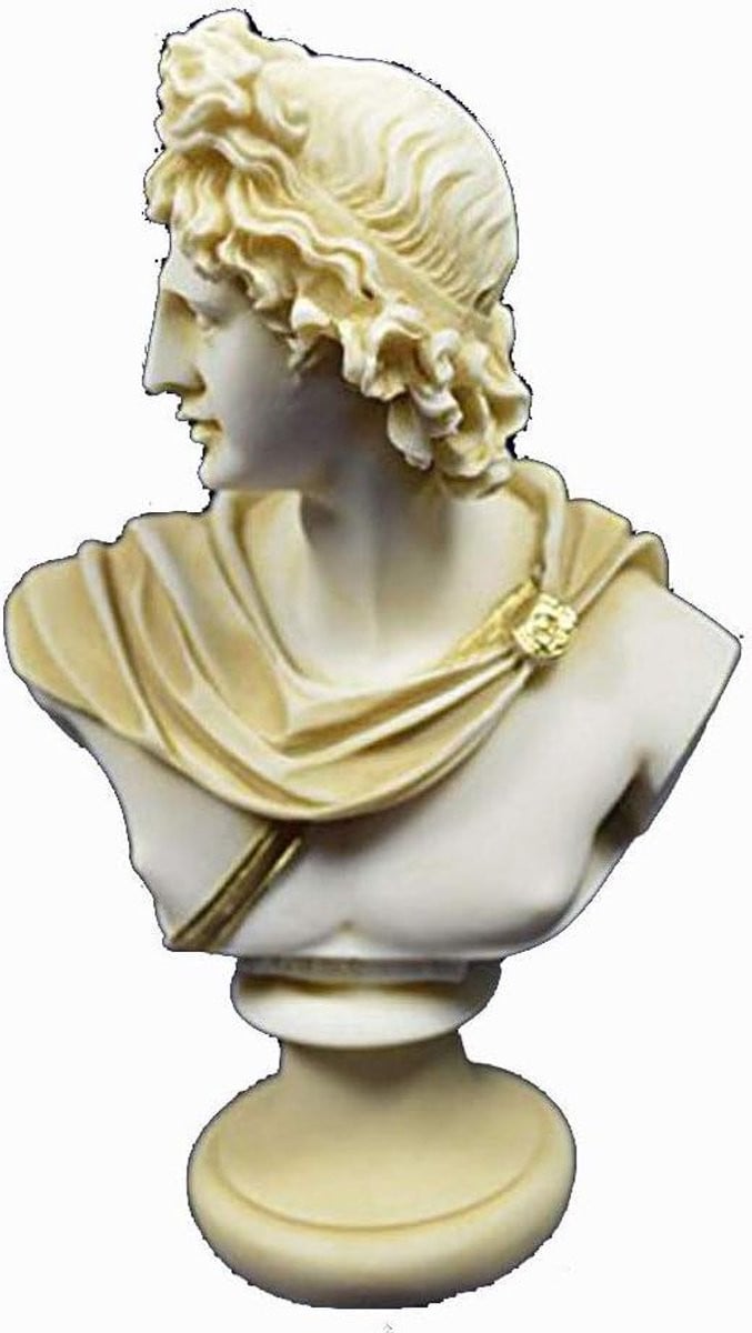 Apollo sculptuur buste Griekse god wit Hoogte: 15 cm