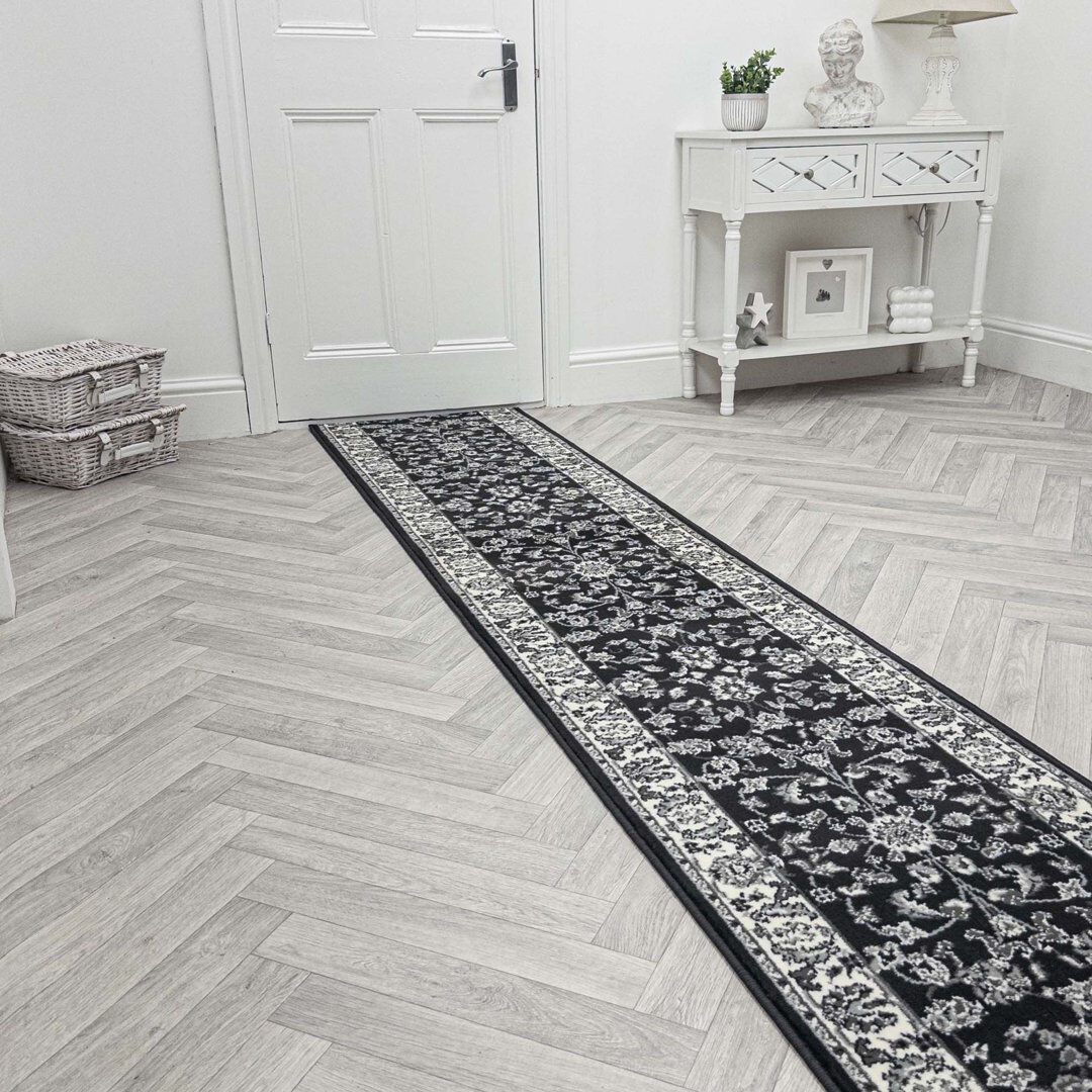 Marlow Home Co. Runner Oriental Area Rug Dark Grey Runner 70 x 360cm