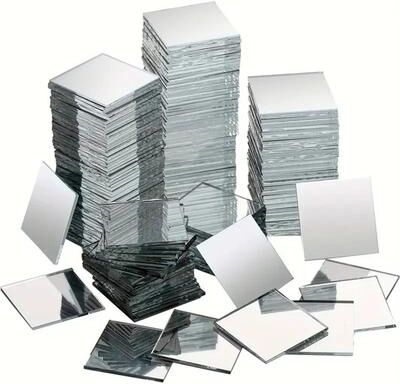 Uplift Picks 50 Piece Mini Square Glass Mirror Tiles For DIY Crafts 50 Piece Mini Square Glass Mirror Tiles For DIY Crafts