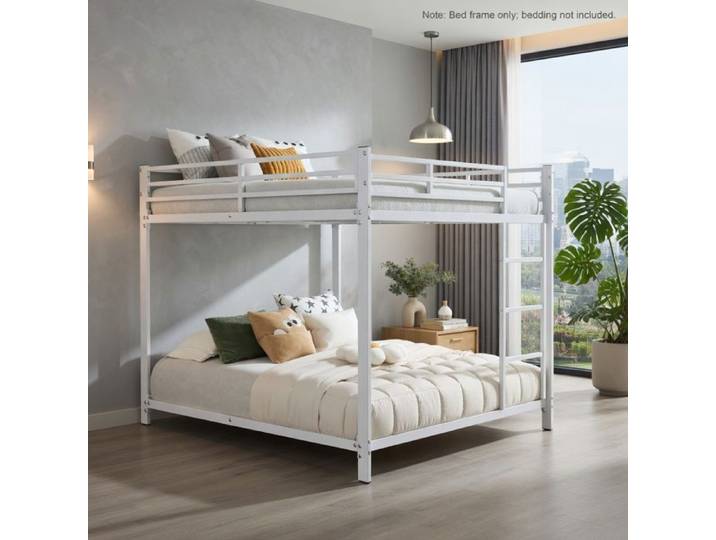 CollaHausse Lit Superposé 140x200 cm Blanc en Métal de Style Classique