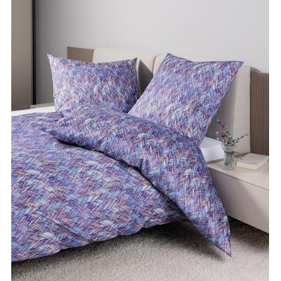 Bettwäsche JANINE "Mako-Satin98121 07", bunt (lila bunt), B/L: 135cm x 200cm, 1 Stk., 1 Stk., Mako-Satin, B/L: 80cm x 80cm, Mako-Satin, Obermaterial: 100% Baumwolle, Bettwäsche, Bettwäsche, mit Reissverschluss