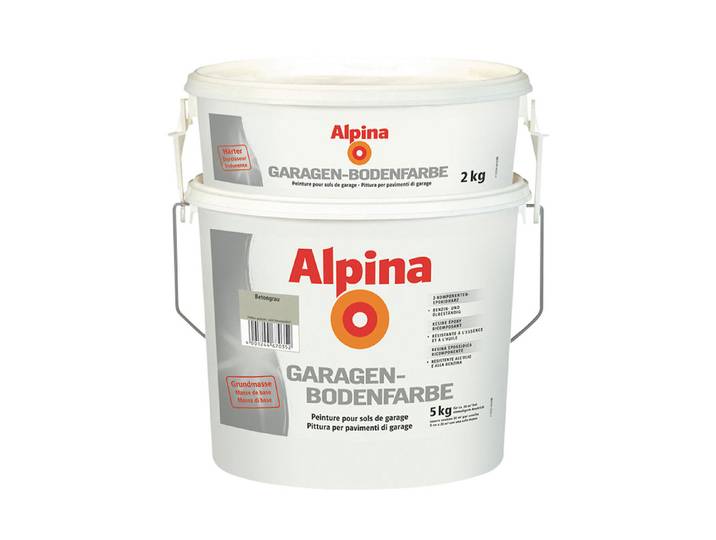 Alpina Garagenbodenfarbe Betongrau Grau Seidenglanz 5 KG