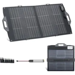 VEVOR Faltbares Solarpanel 100W, 16BB N-Typ Bifaziales Monokristallines Solarmodul mit Ladegerät, 24 % Wirkungsgrad, mit MC4-Ausgang, USB-A (QC3.0), Typ-C- & DC-Anschlüssen für Powerstations