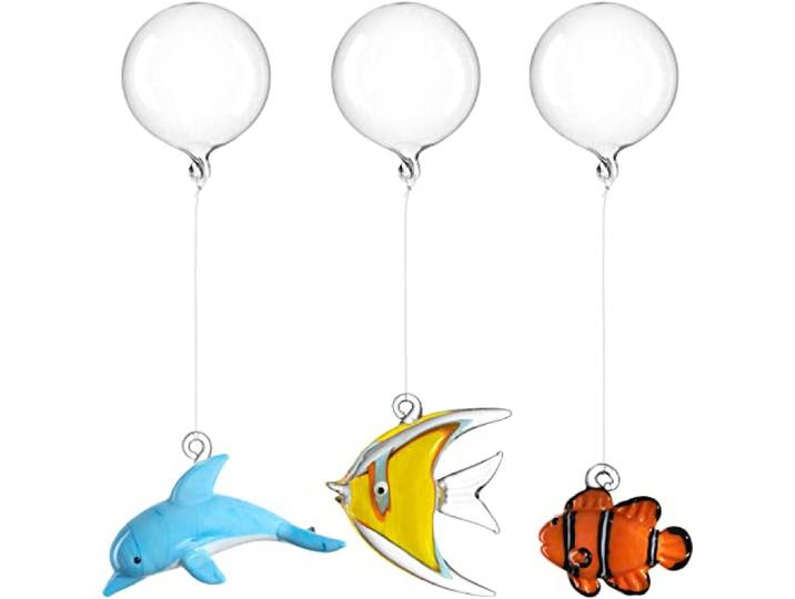 LEONARDO HOME Set Clownfisch, Delfin, Fisch Leonardo MARE 3 Stück Sortiert, 059068, Glas, Mehrfarbig, 6 cm
