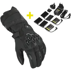 Macna Rafino RTX Kit wasserdichter beheizbarer Winter-Motorradhandschuh + 12V / 3A Batterien und Ladegerät XL