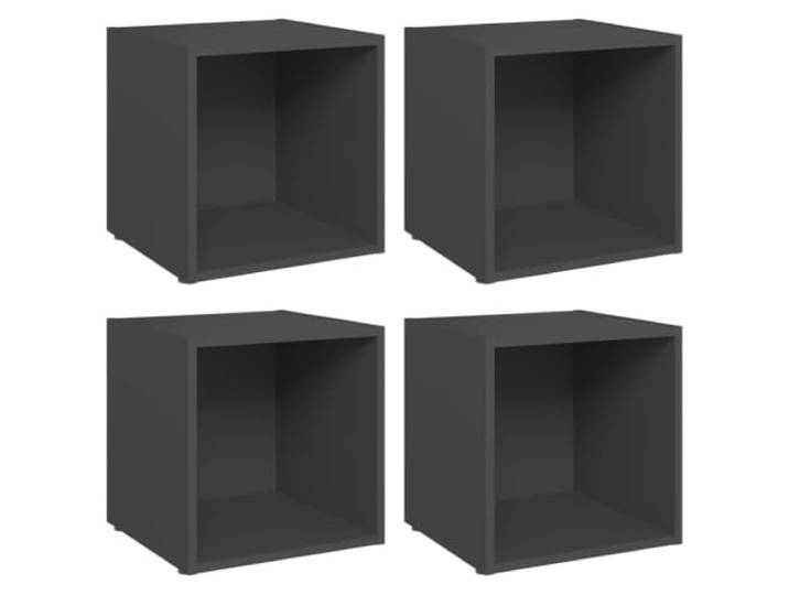 KUPTYERFG TV-Schrank 4er Set Grau 37x35x37 cm Holzwerkstoff Lowboard Vierteiliges Würfelregal Set für Wohnzimmer und Schlafzimmer, flexibel stellbar als Beistelltisch oder Phonomöbel.