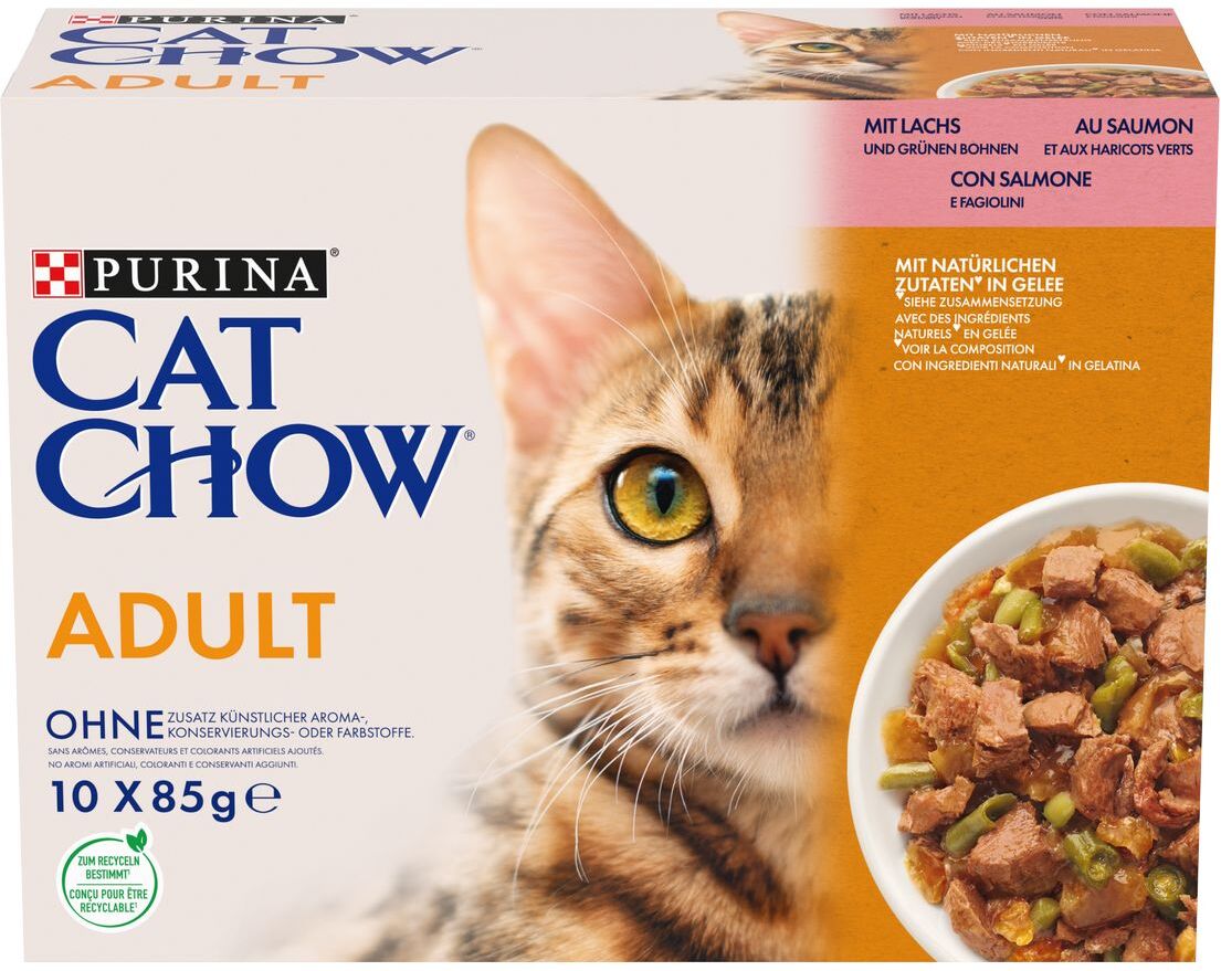 Cat Chow Gatto Busta Multipack 10x85G SALMONE E FAGIOLINI