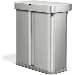 Simplehuman Mülleimer mit Sensor, rechteckig, gebürsteter Stahl, Abfalleimer, Silber