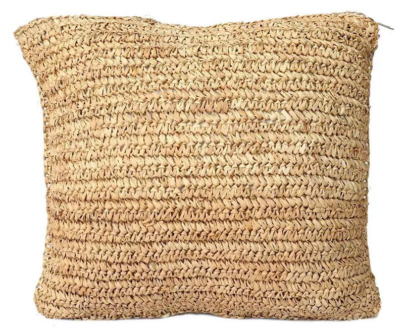 De Raffia Flores vierkante kussenhoes - naturel - 40 x 40 cm