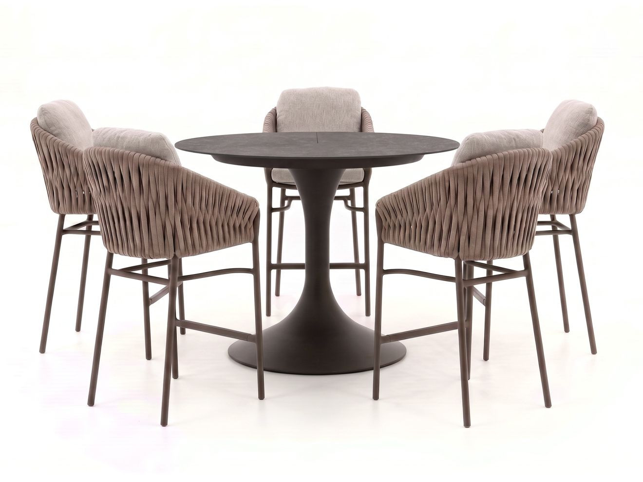 Barset SUNS Tuinset voor 5 personen, 6-delig, Sintered Stone en Aluminium, Grijs